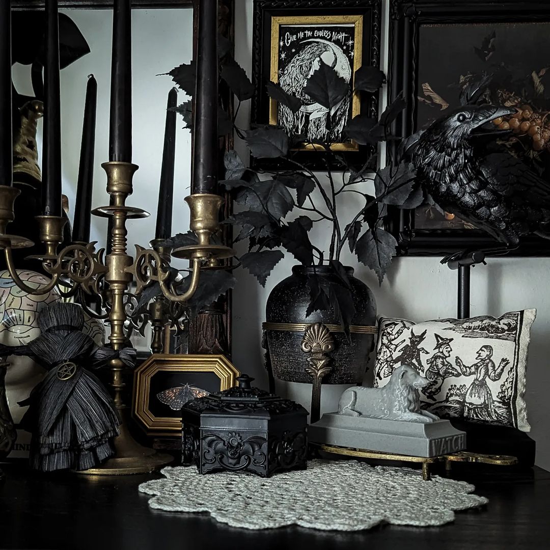 Set a Gothic Mood with Dark Candles and Vintage Decor