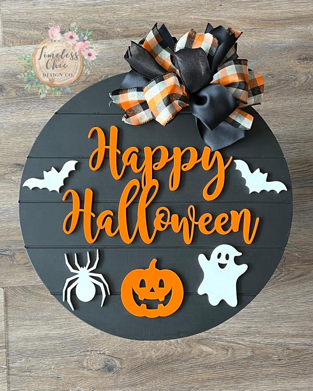 Festive and Classic Halloween Sign with Bright Accents