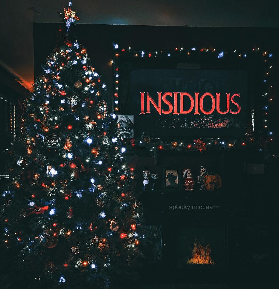 Horror-Themed Christmas with Dark, Festive Lighting