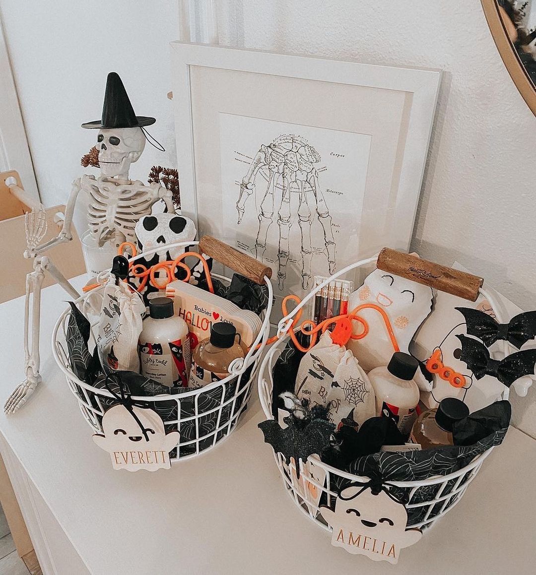 Monochrome Spooky Basket Duo