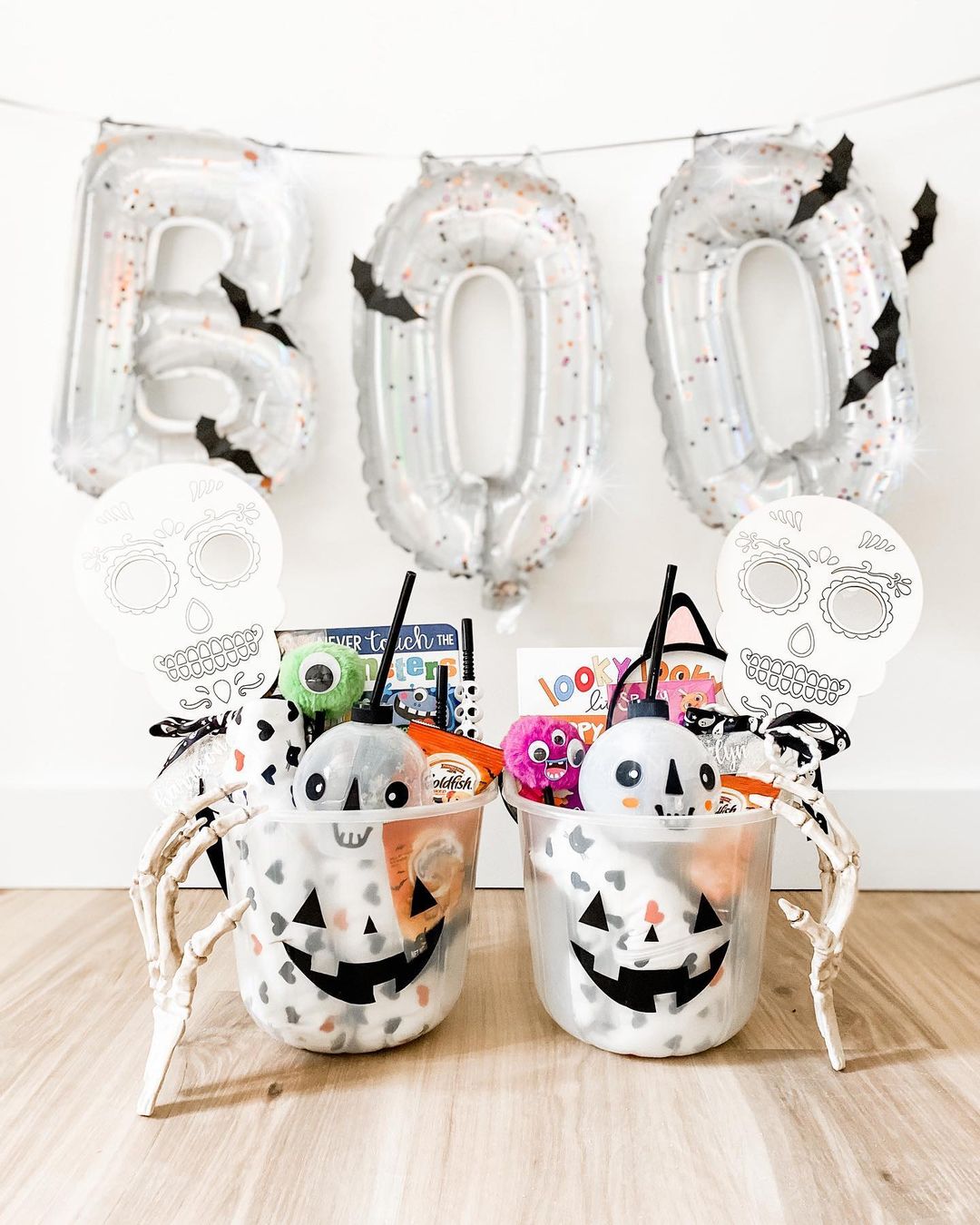 Silver Boo Halloween Baskets