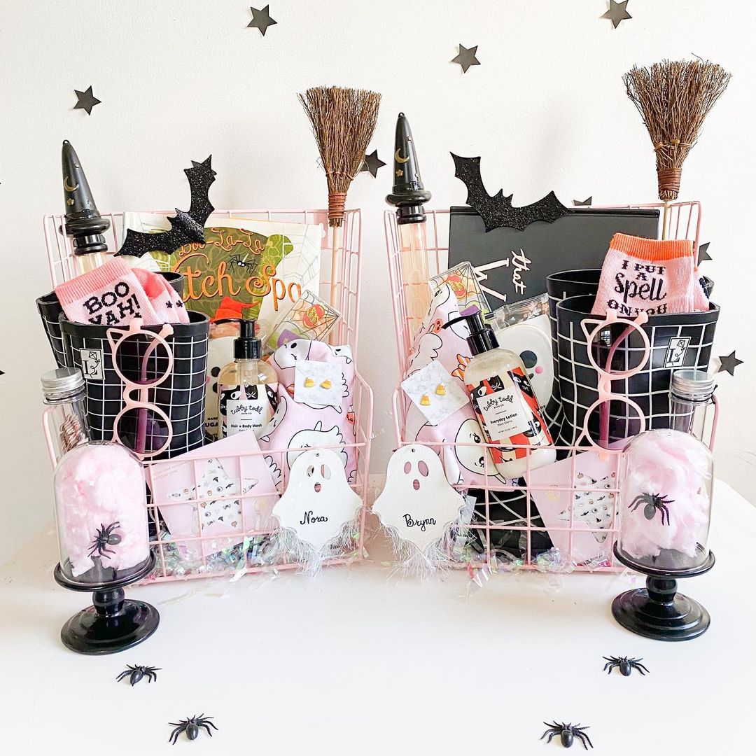 Witchy Pink Halloween Baskets