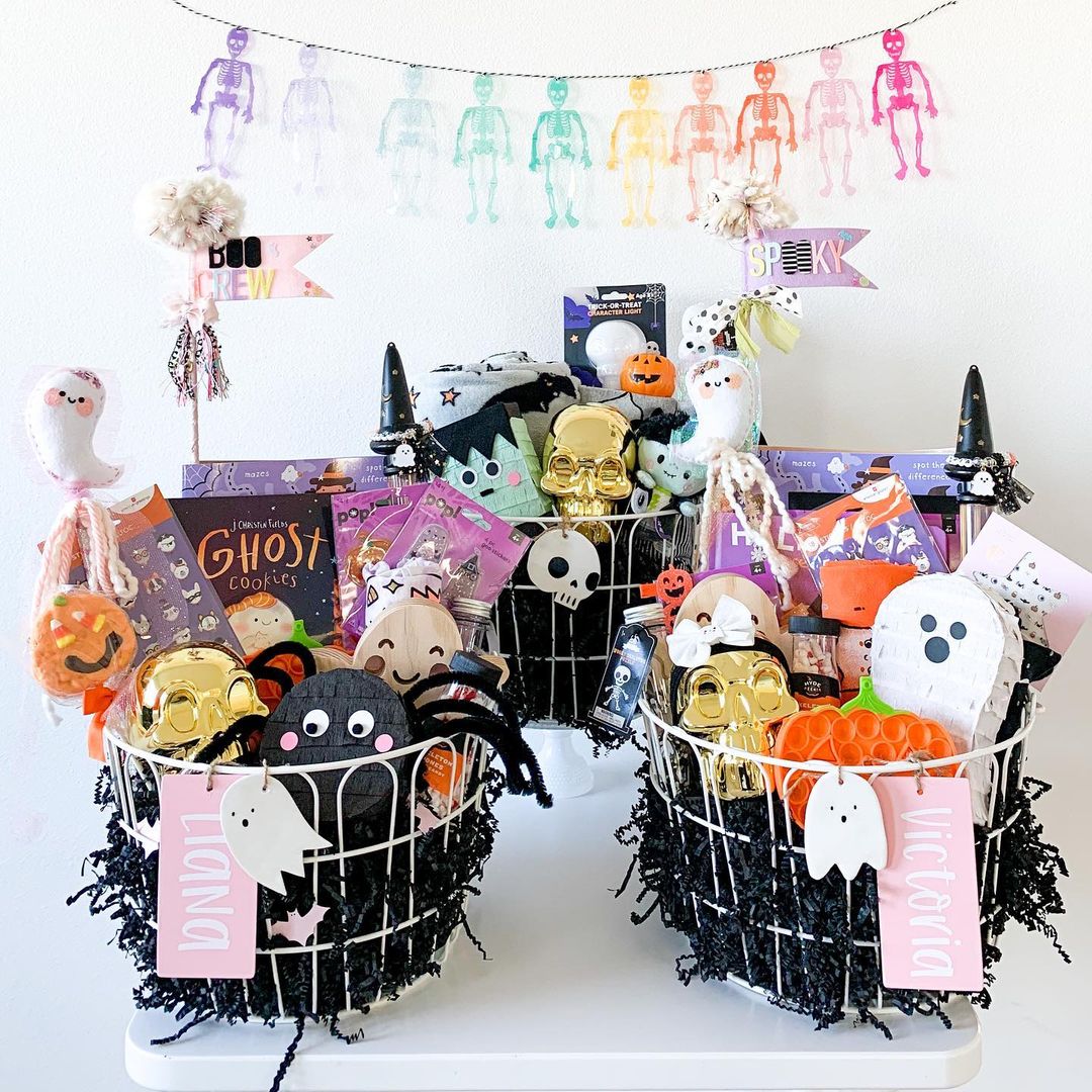 Personalize Your Spooky Basket with Colourful Decor and Custom Tags