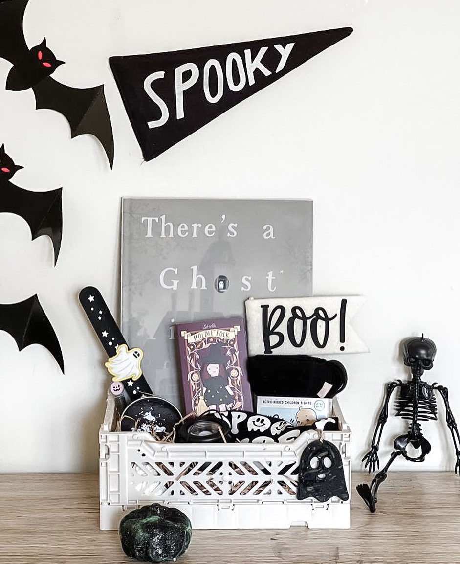 Spooky Monochrome Halloween Basket