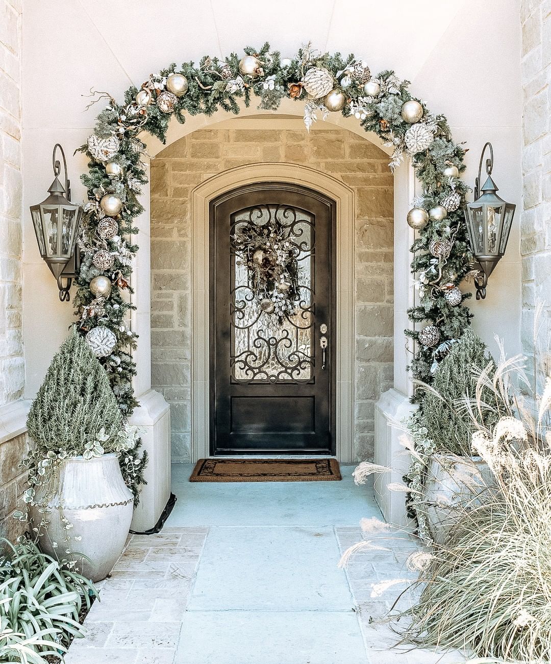 Welcome Guests with a Grand White and Gold Christmas Entryway