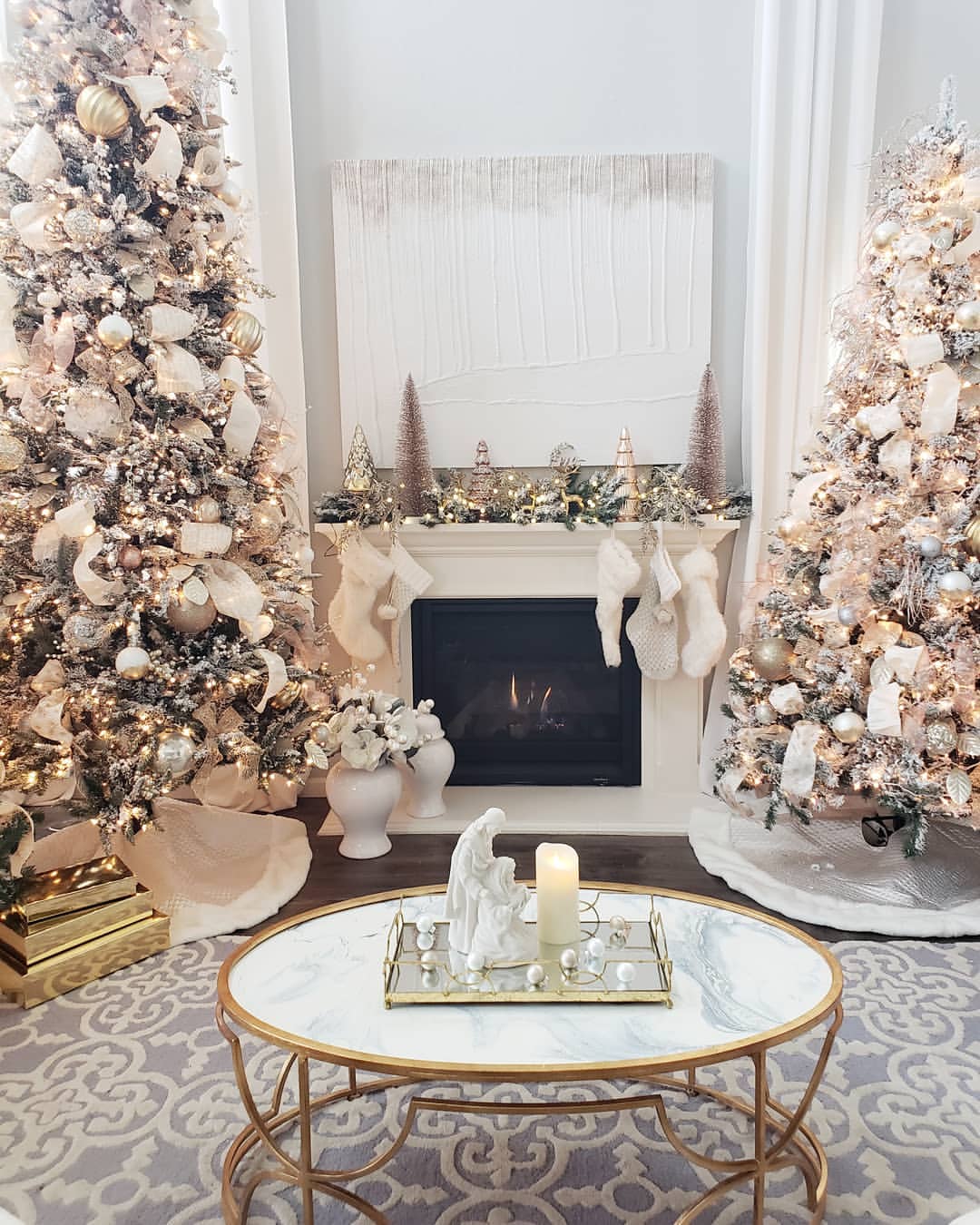 Create a Cozy Christmas Living Room with White and Gold Accents