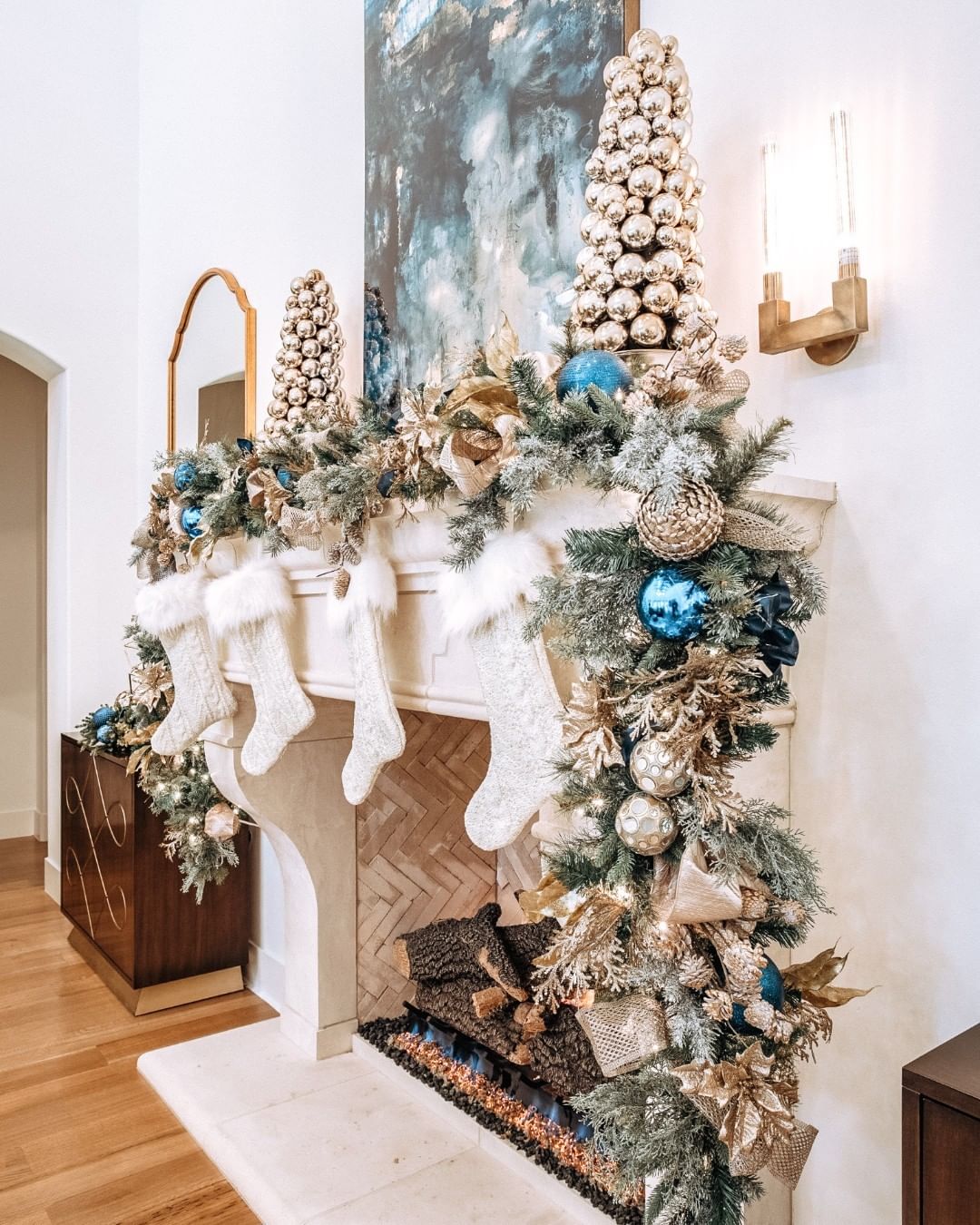 Elevate Your Mantel with a Luxe White and Gold Christmas Garland