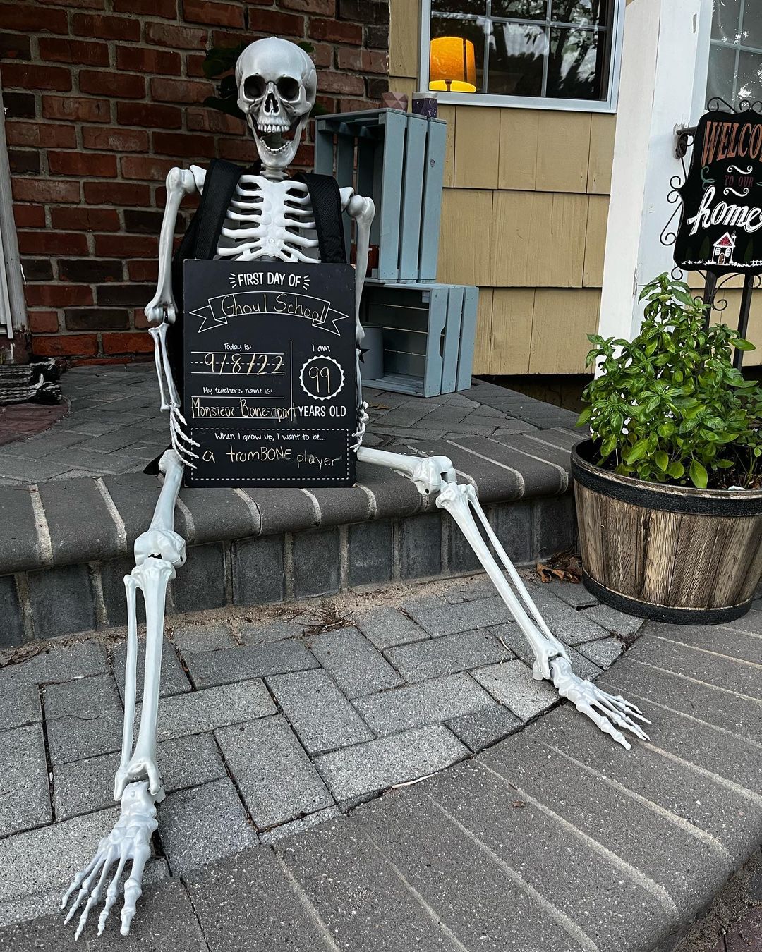 Ghoul School Skeleton: A Playful Back-to-School Porch Display