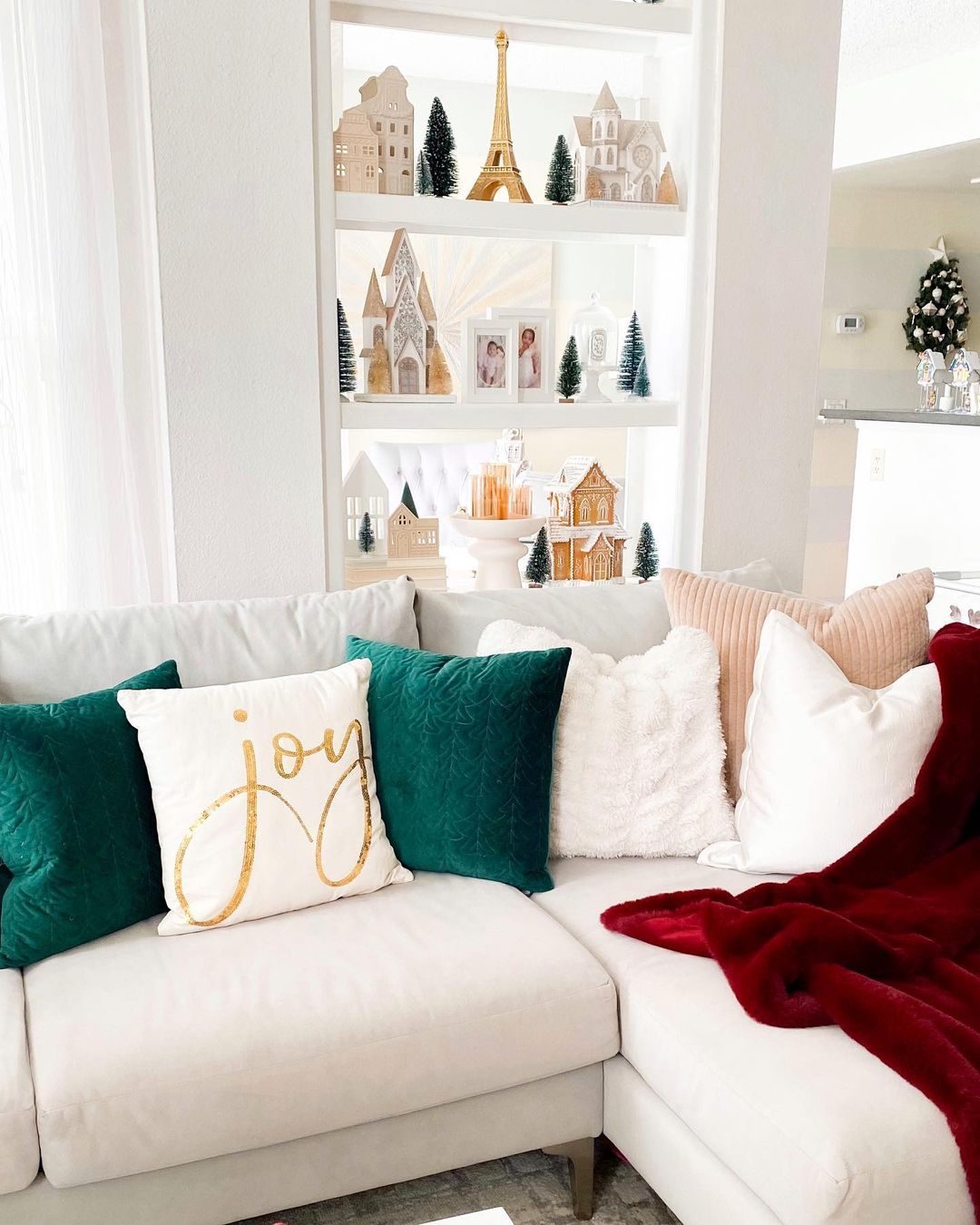 Modern and Elegant Christmas Couch with Jewel Tones