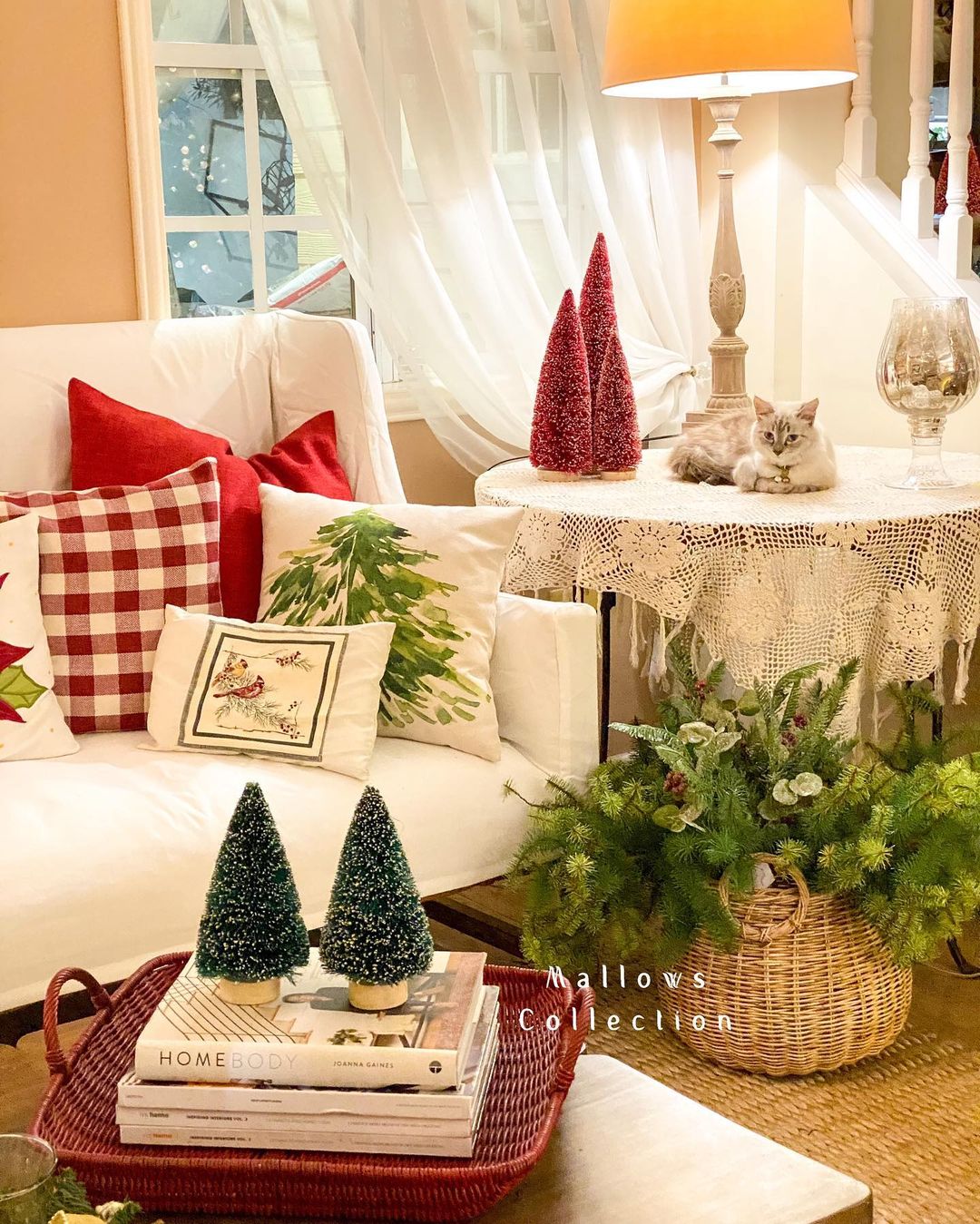 Cozy Christmas Couch with Nature-Inspired Decor