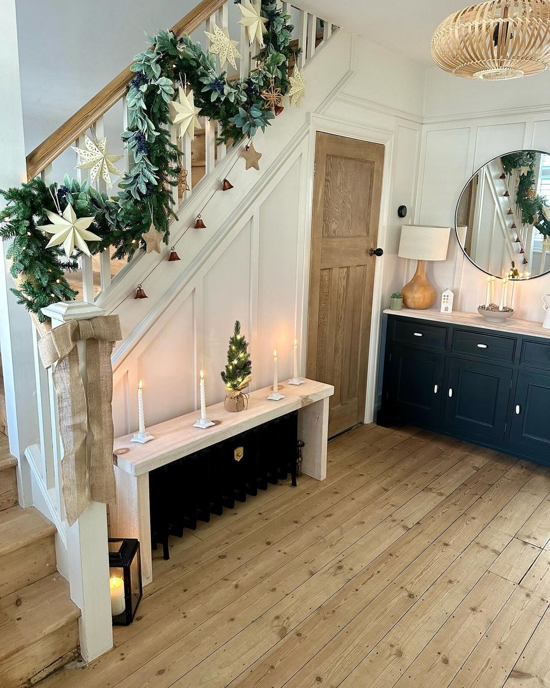 Elevate Your Hallway with Rustic Greens and Soft Star Accents