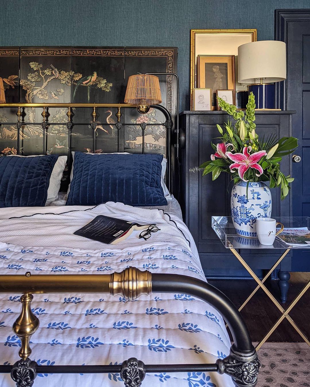 Incorporate Classic Blue Hues with Ornate Details