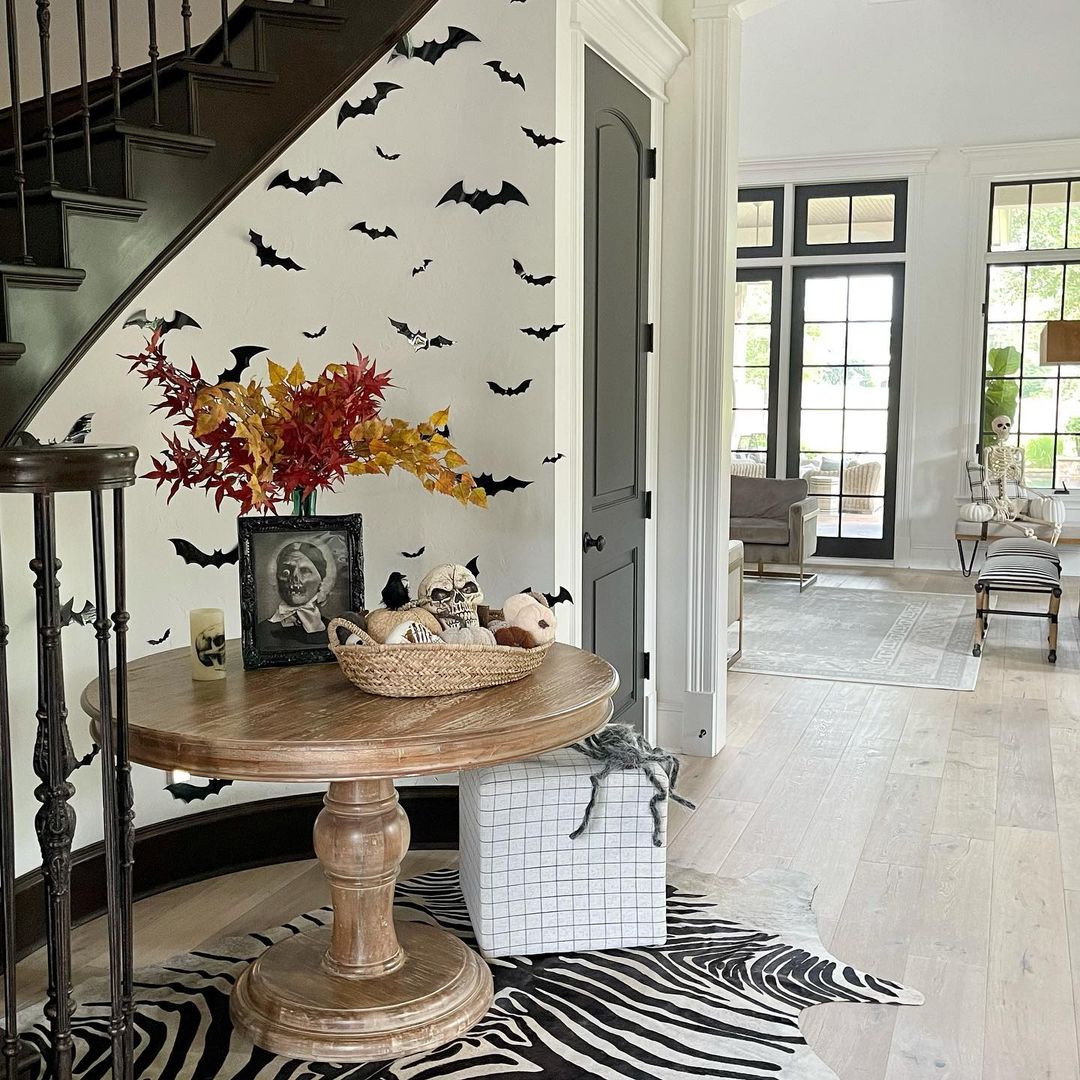 Haunted Foyer with Bats and Spooky Decor