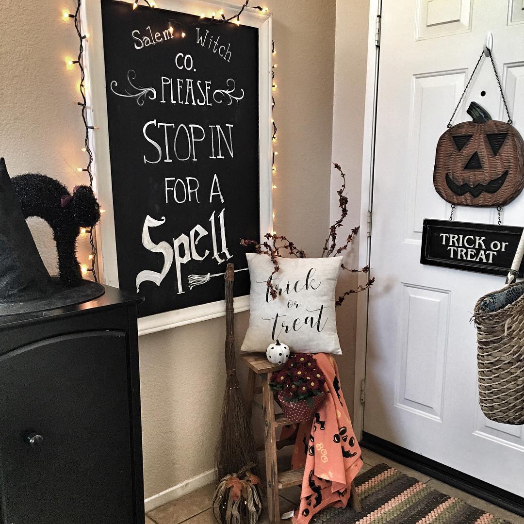 Create a Cozy Entryway with a Witchy Welcome Chalkboard