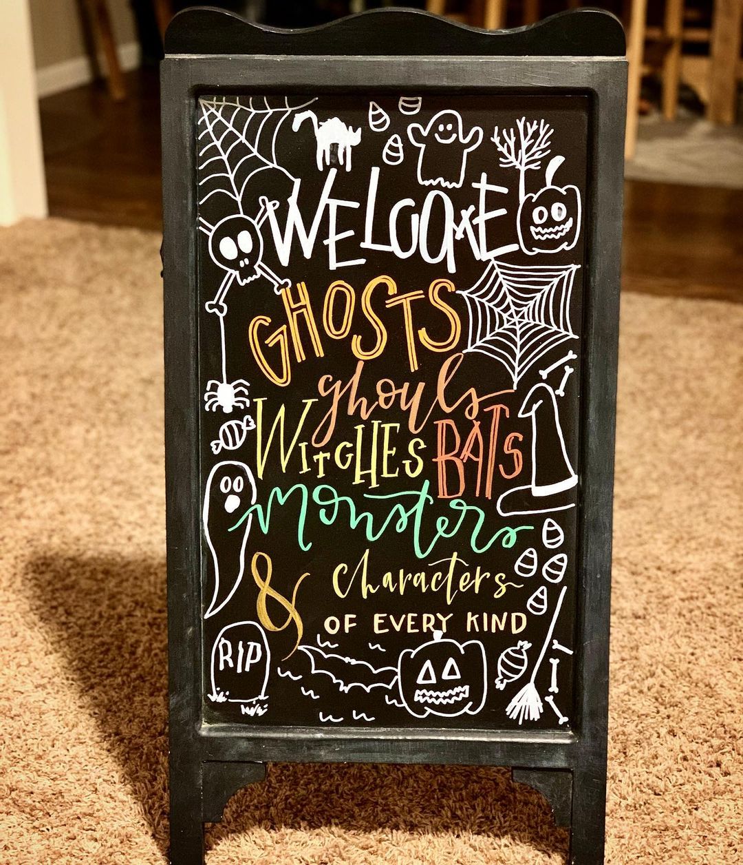 Invite All to the Fun with a Colourful Halloween Chalkboard