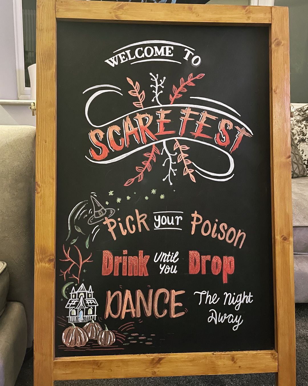 Welcome Party Guests with a Festive Halloween Chalkboard