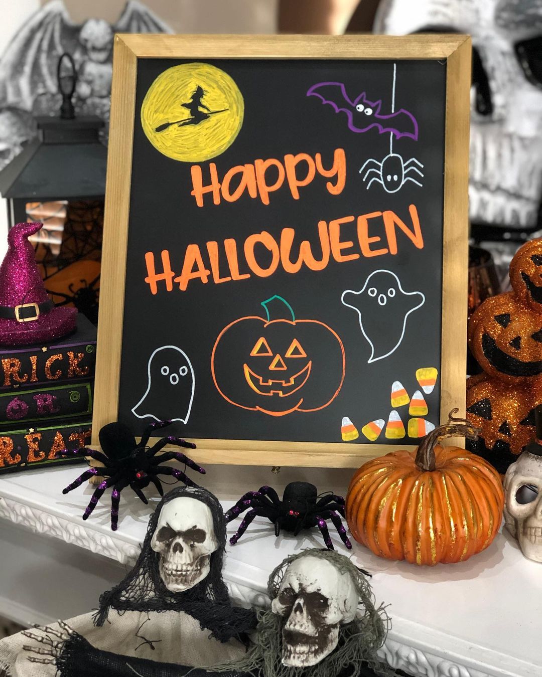 Brighten Your Halloween Decor with a Classic Chalkboard Greeting