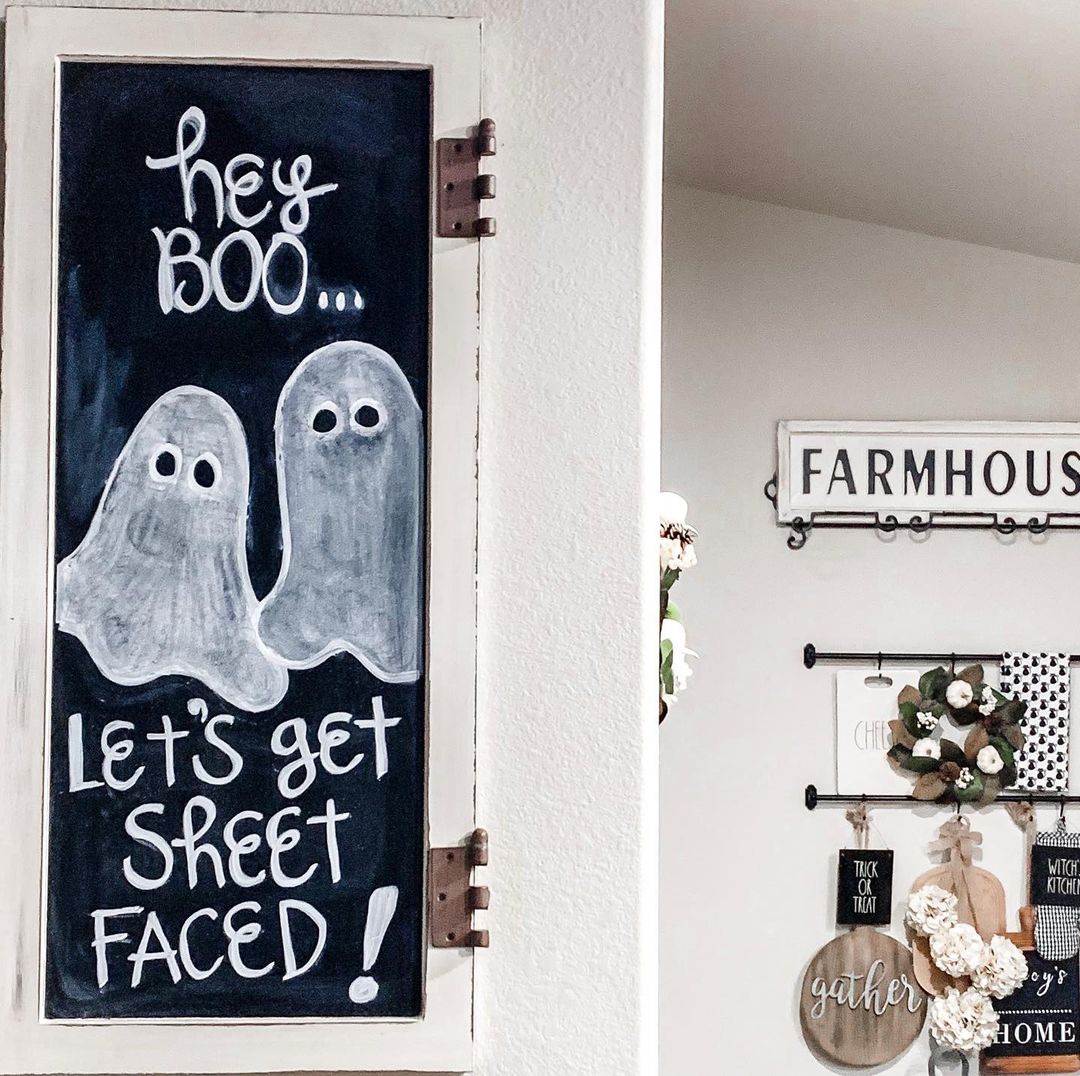 Add Humor with a Playful Ghost-Themed Chalkboard