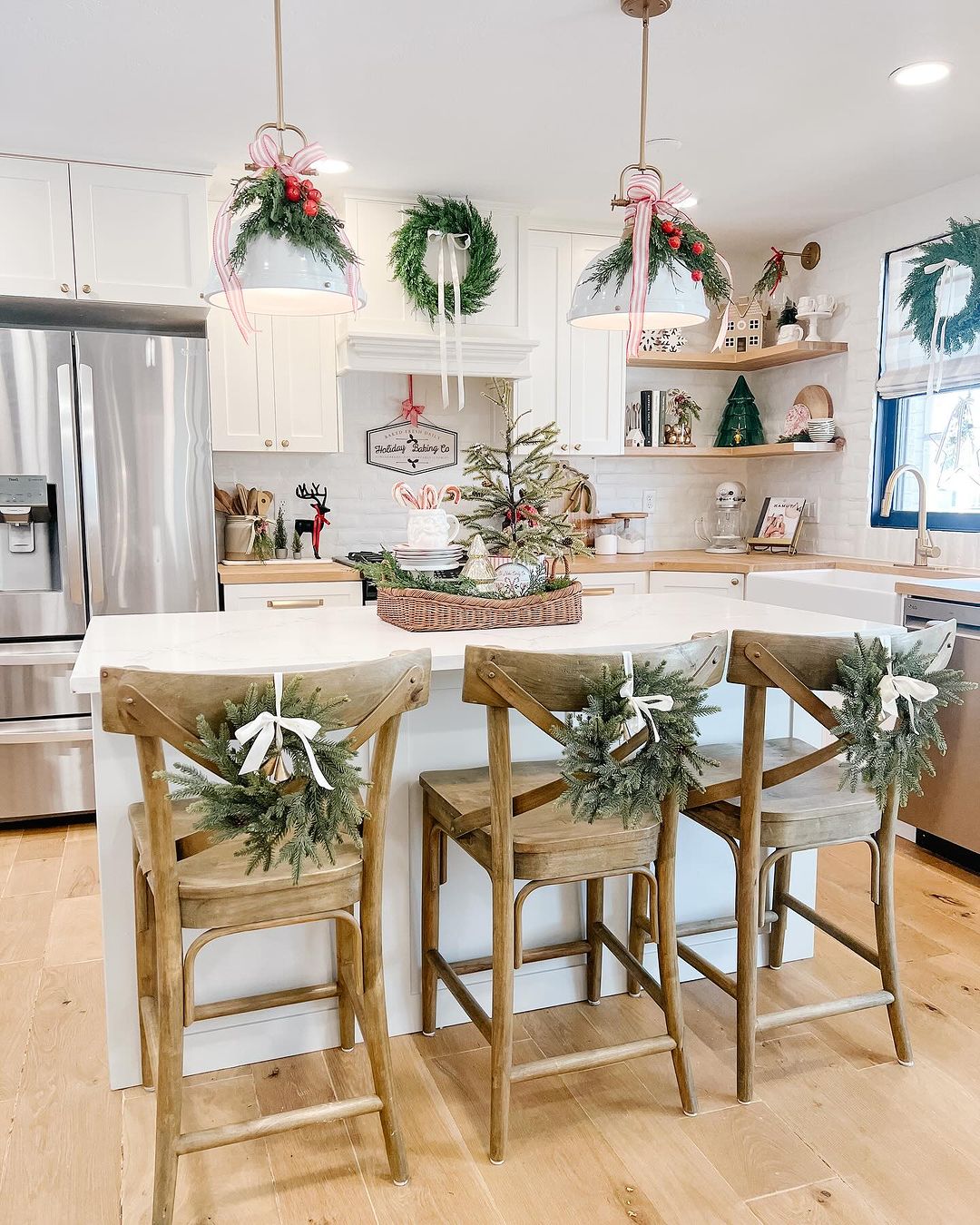 13. Create a Fresh Holiday Look with Greenery and Ribbon Accents