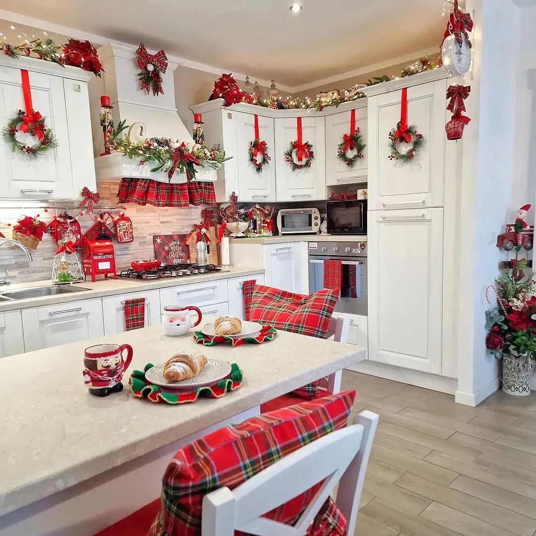 3. Elevate Your Kitchen with Classic Red Plaid Christmas Decor