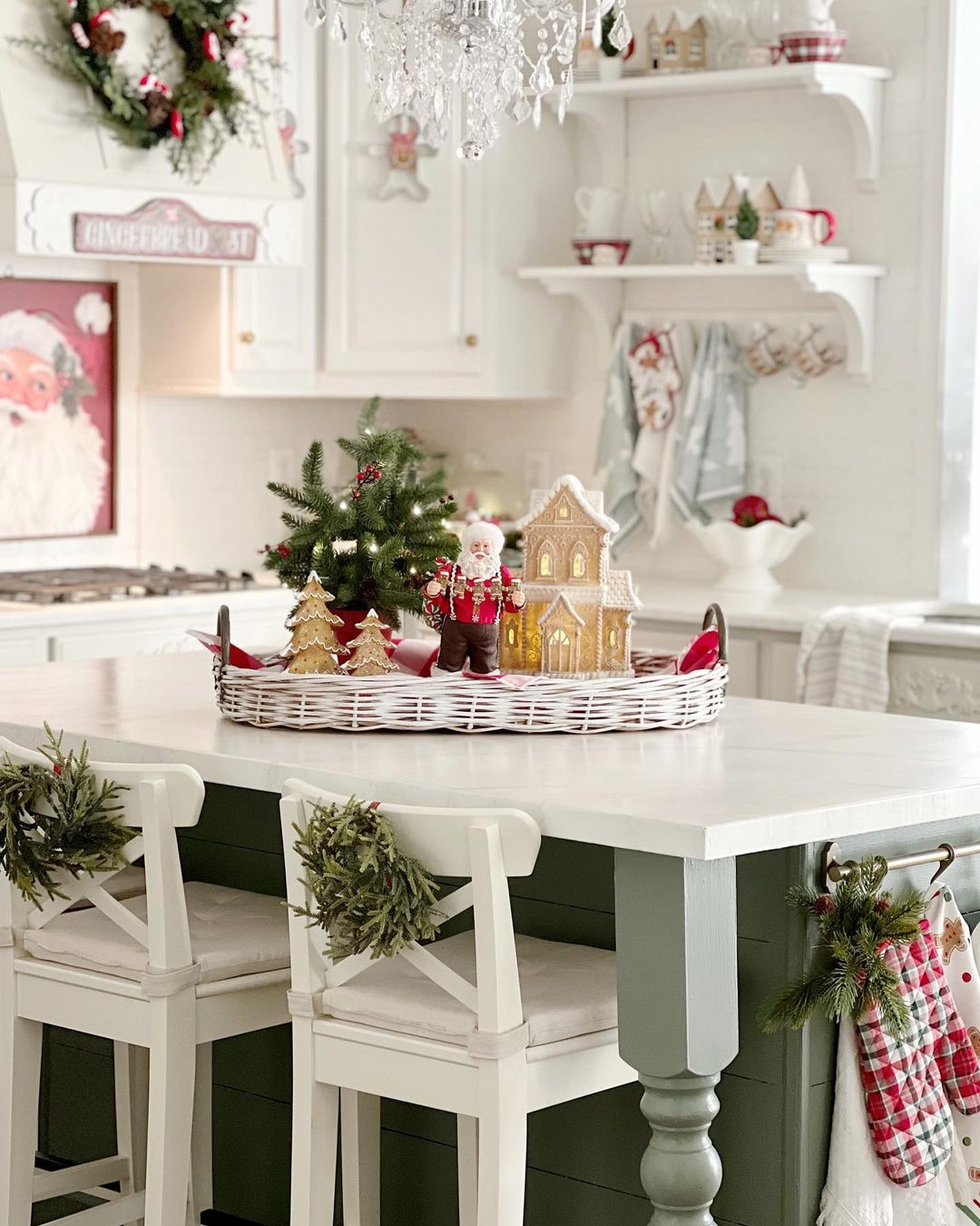 4. Create a Cosy Kitchen Centrepiece with a Santa-Themed Tray