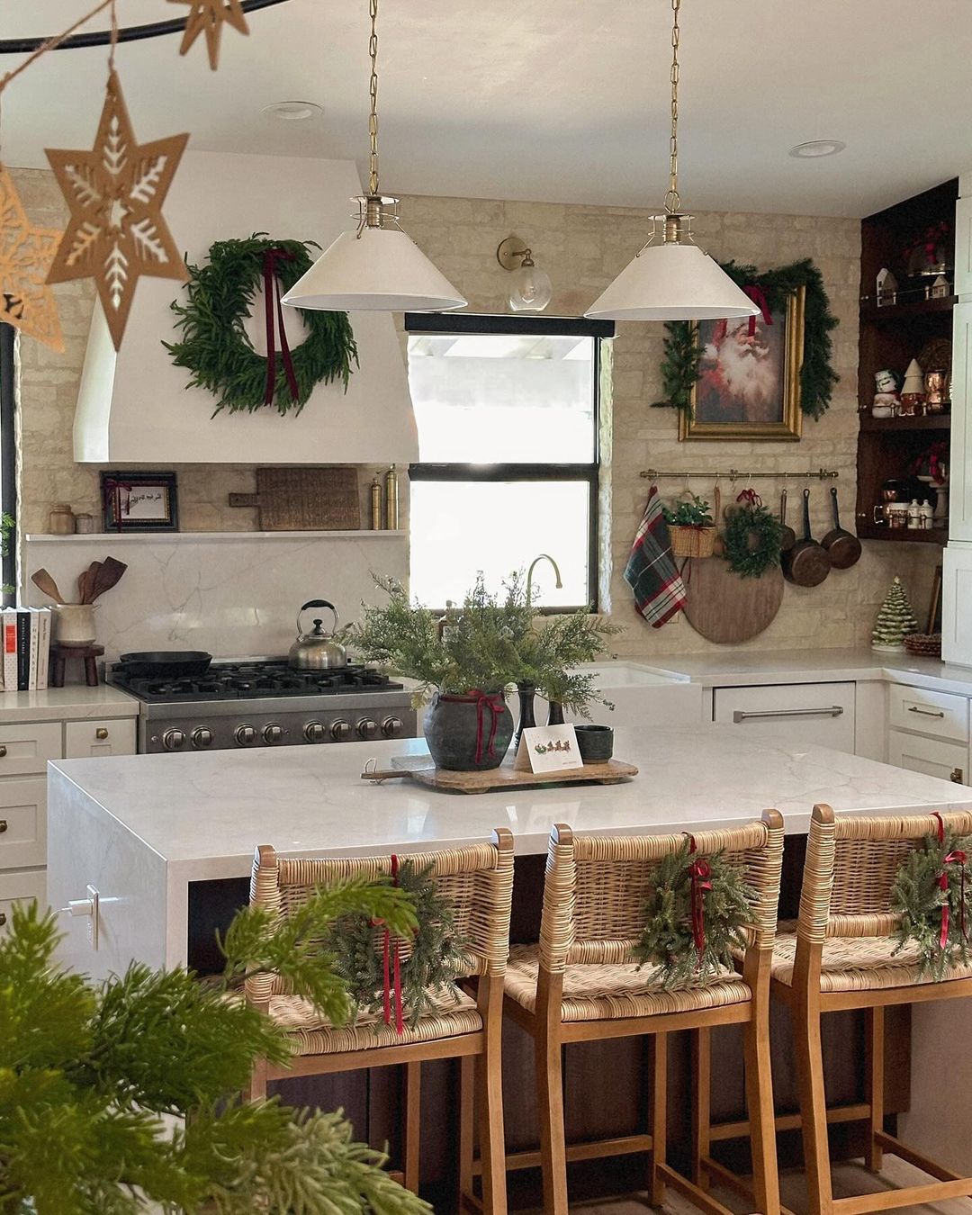 Incorporate Simple Greenery for a Natural, Festive Kitchen