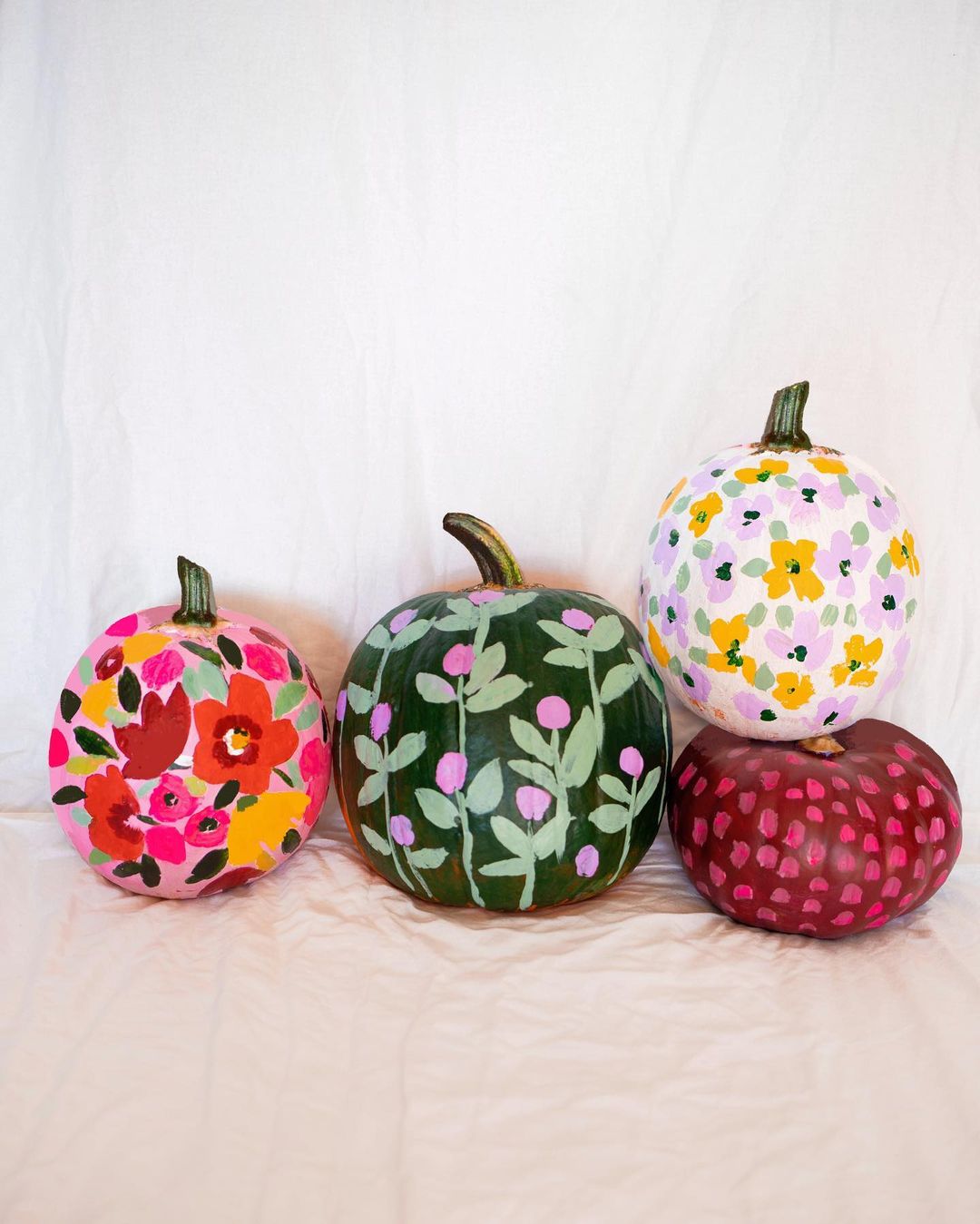 Floral-Themed Mini Pumpkins