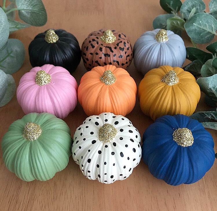 Chic Matte Mini Pumpkins with Glitter Accents