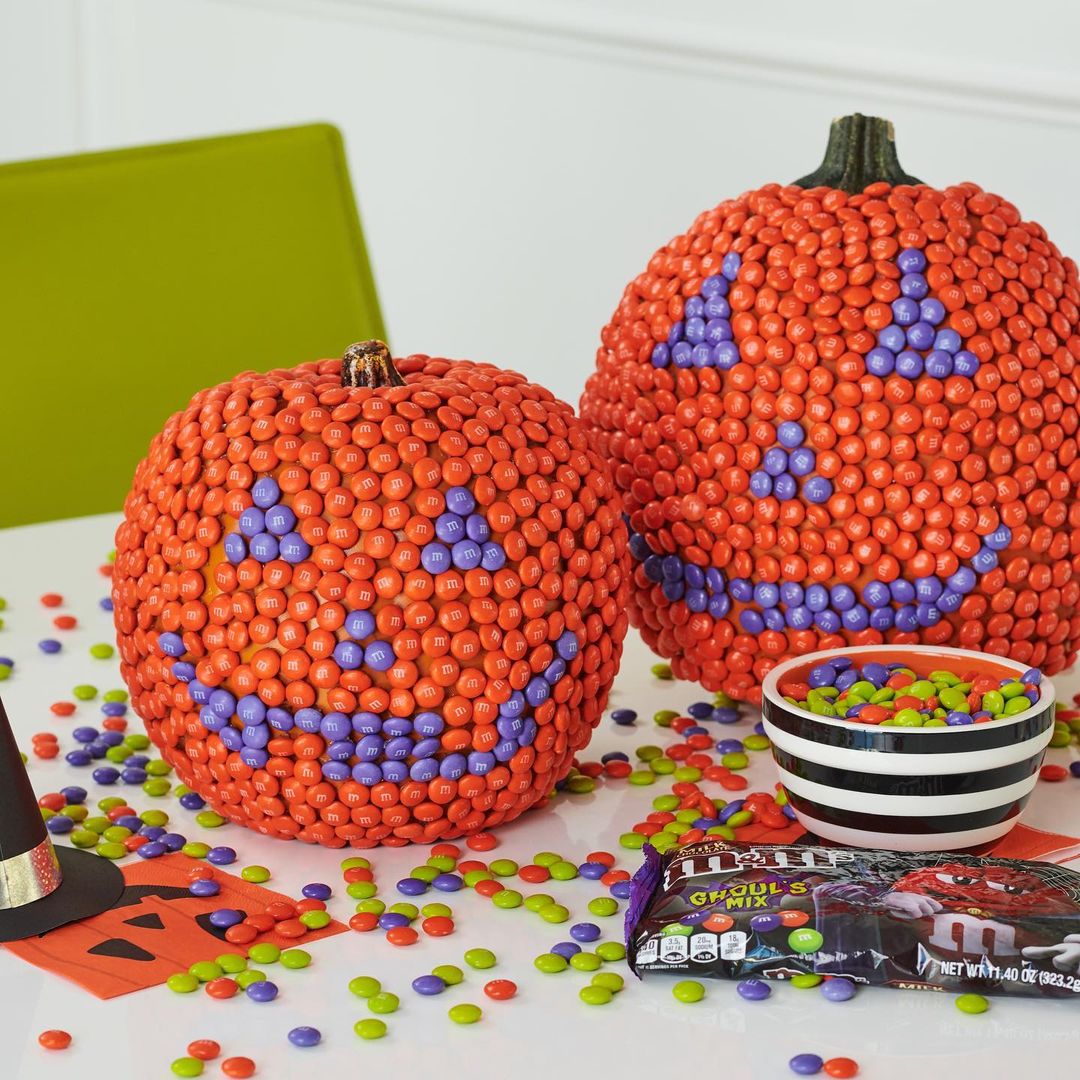 Create Sweet M&M Jack-O'-Lantern Pumpkins