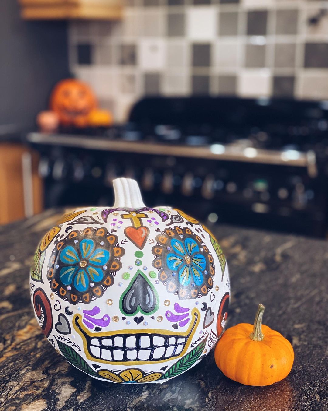 Paint a Sugar Skull Pumpkin for a Vibrant Display