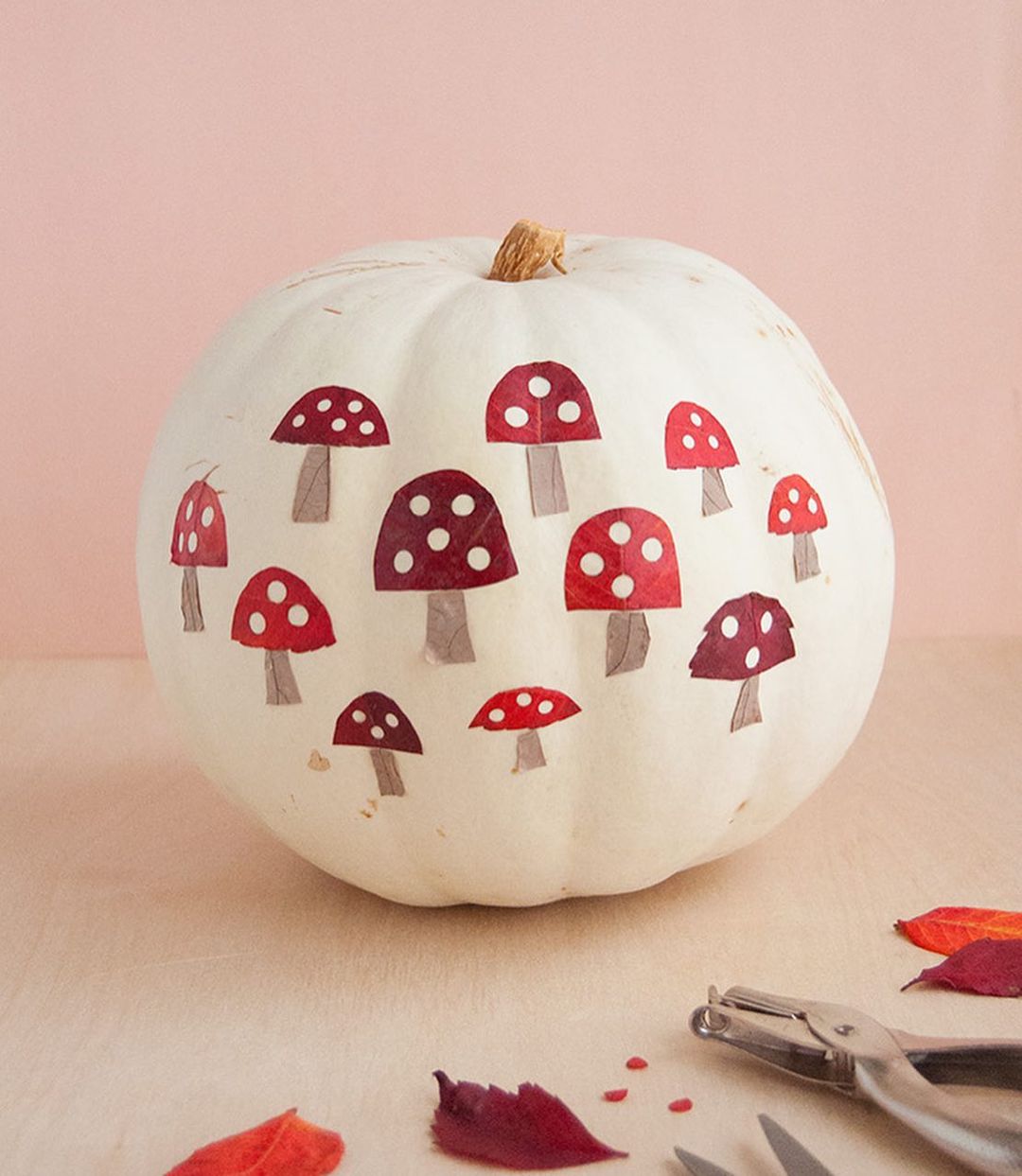 Decorate Your Pumpkin with Cute Mushroom Cutouts