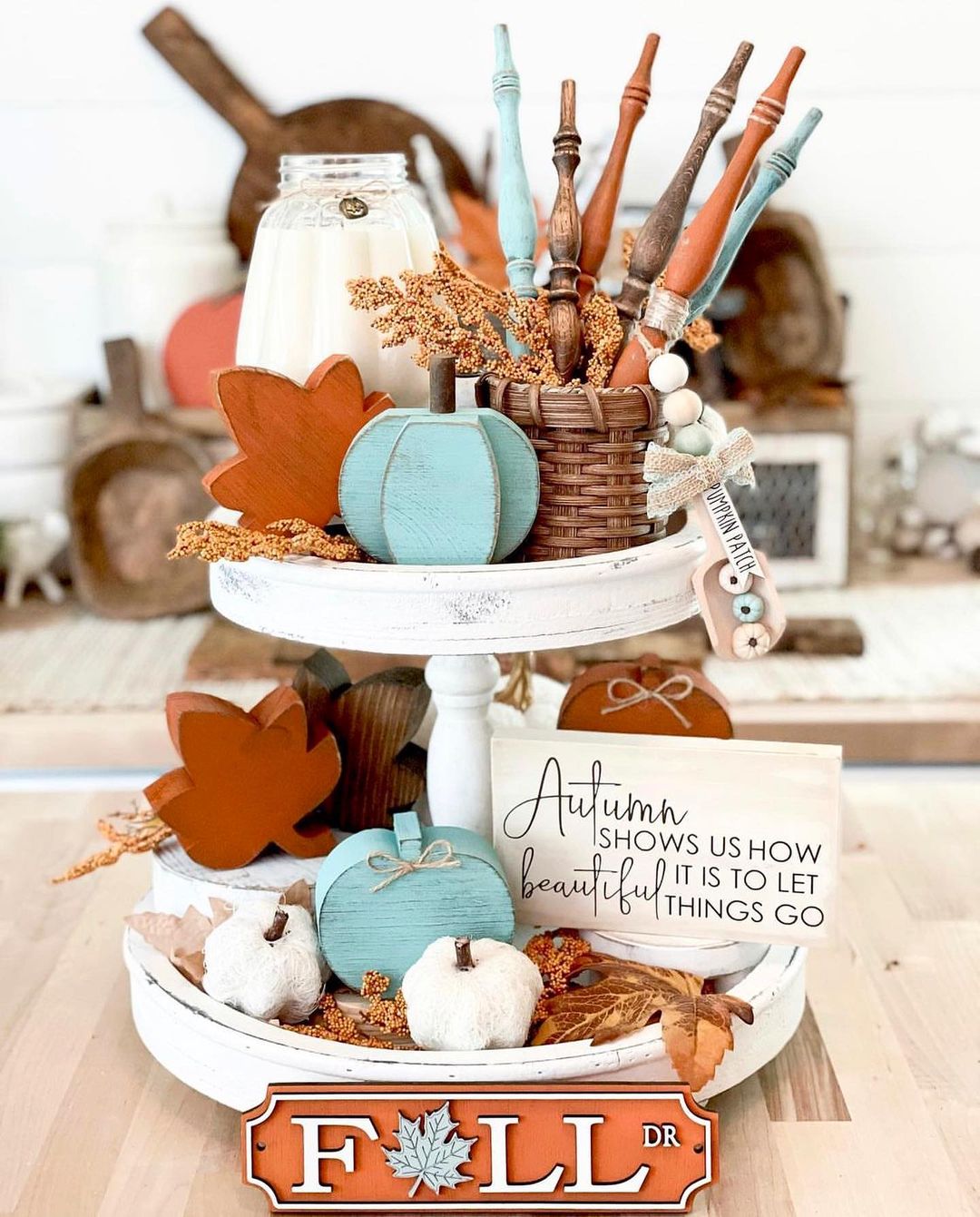 Create a Vibrant Fall Display with a Tiered Tray and Colourful Accents