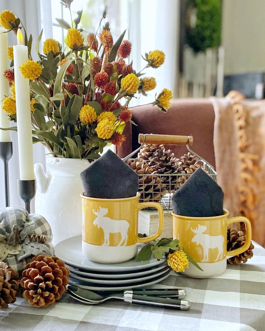 Cozy Up Your Fall Table with Warm Mugs and Natural Accents