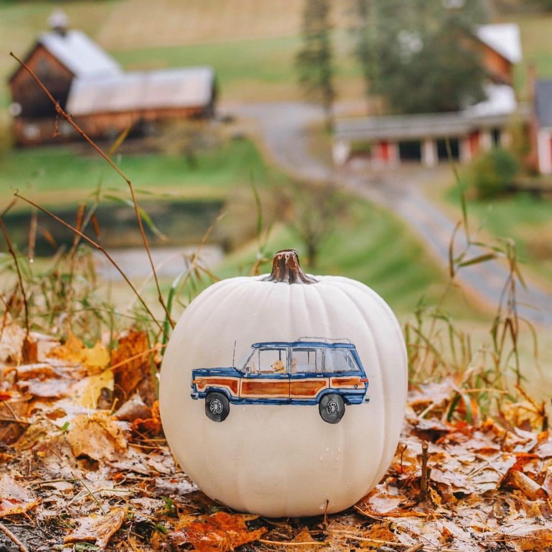 Rustic Adventure Pumpkin with Vintage Car Design