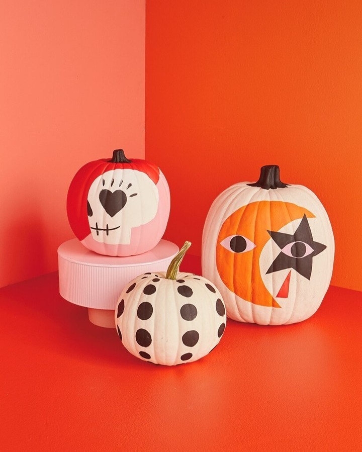 6. Bold and Modern Graphic Painted Pumpkins