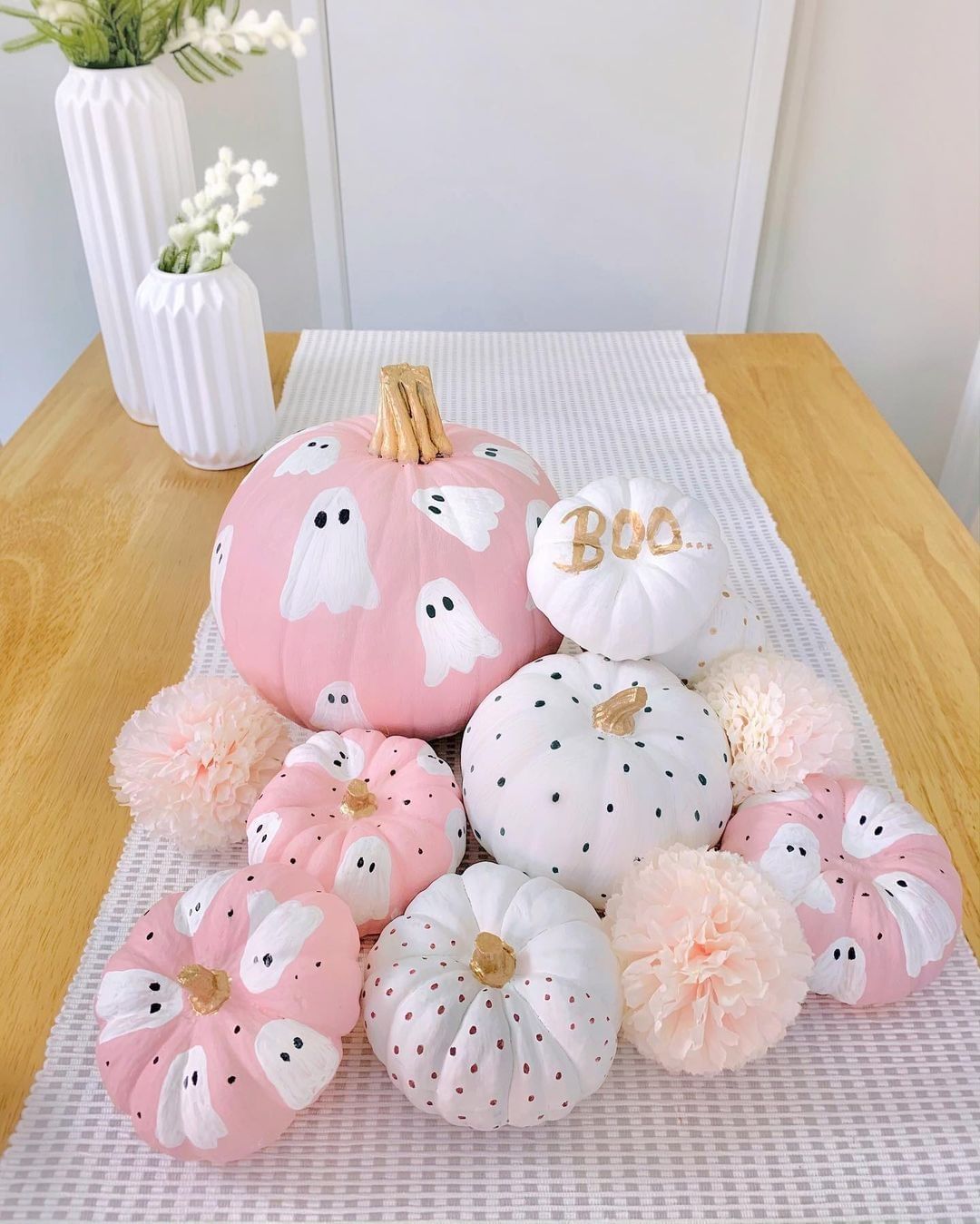 Playful Pastel Ghost and Polka Dot Pumpkins