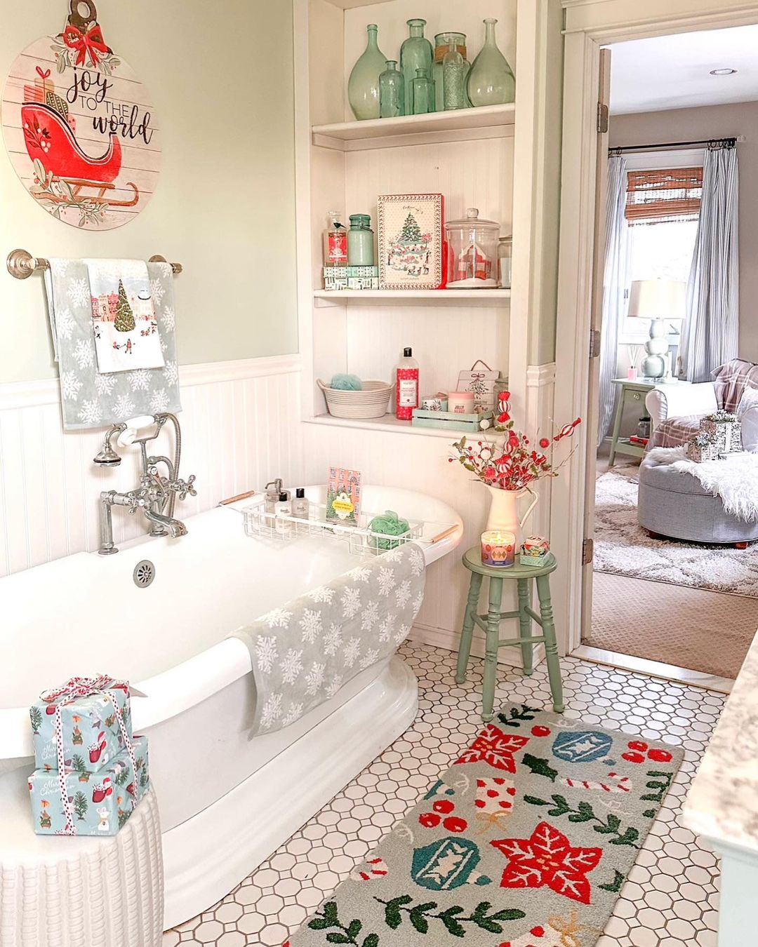 Whimsical Christmas Bathroom Retreat