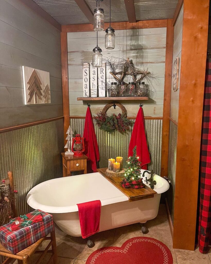 25 Cozy And Elegant Bathroom Christmas Decor Ideas For You