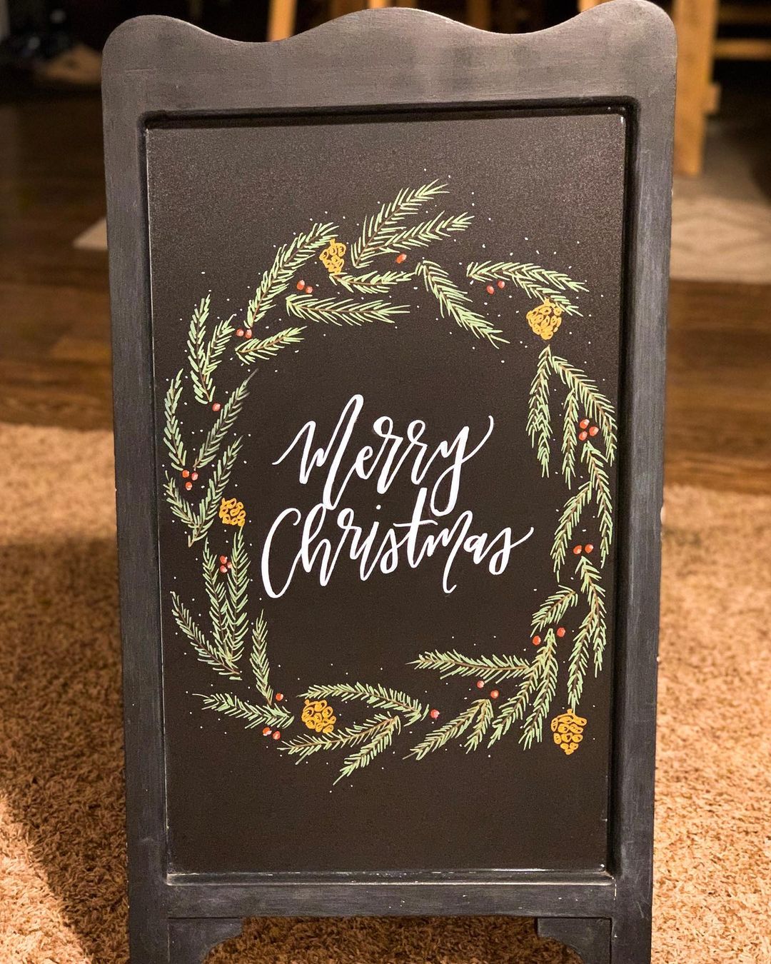 Rustic Wreath Chalkboard Greetings