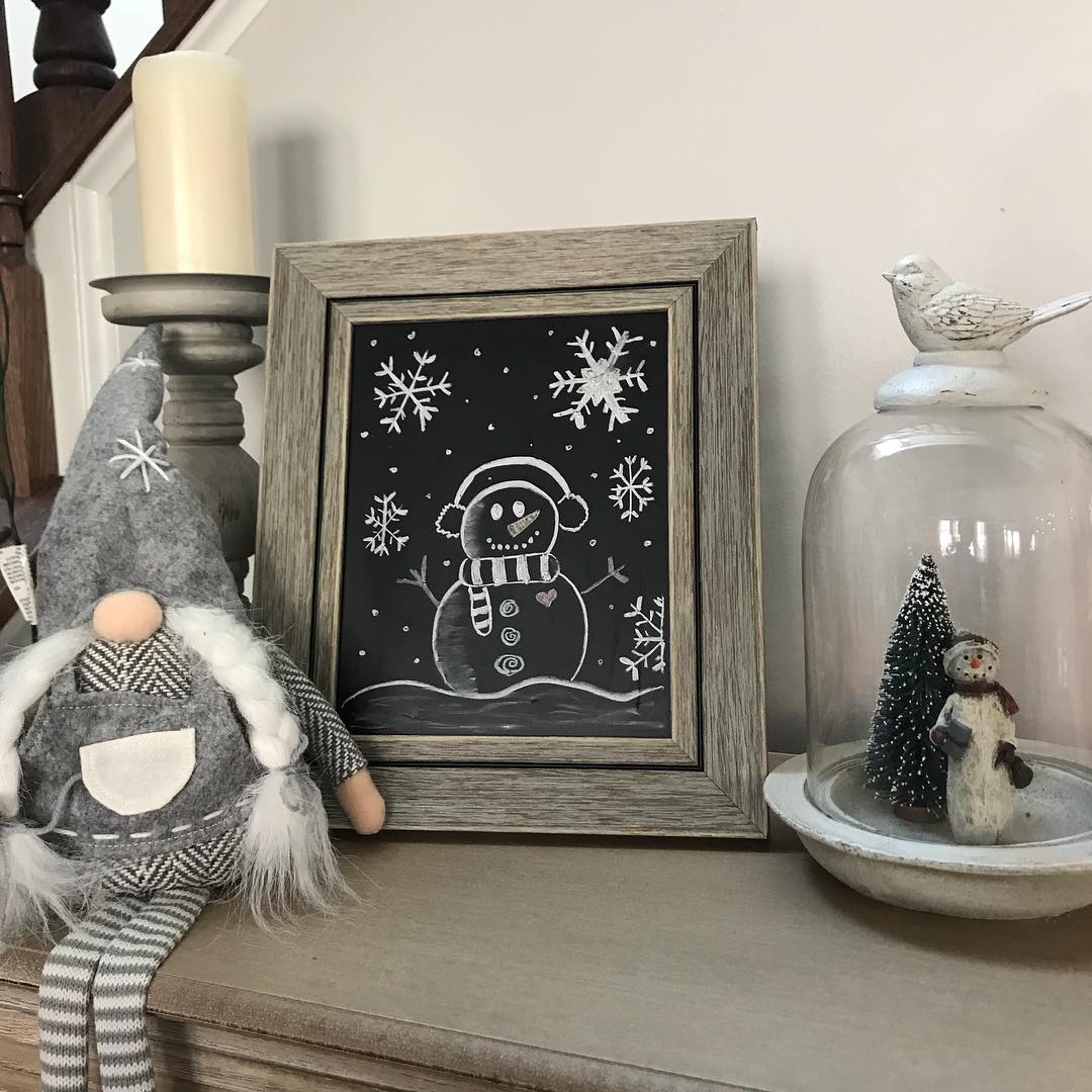 Cozy Snowman Chalkboard Scene