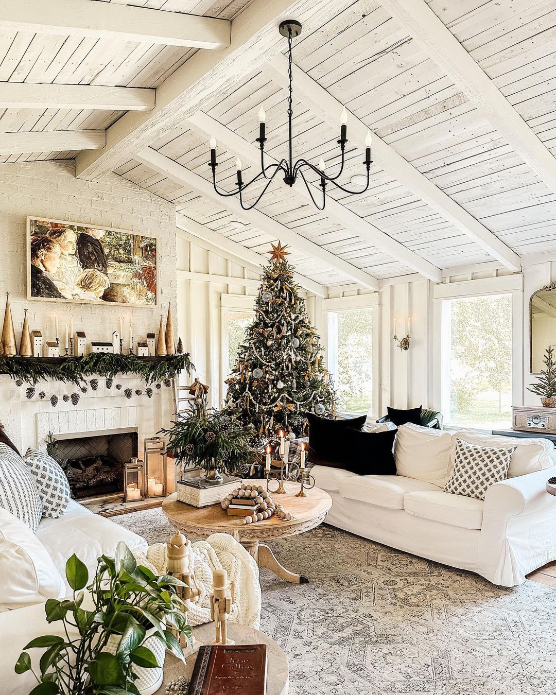 Rustic Elegance: A Bright and Airy Christmas Living Room