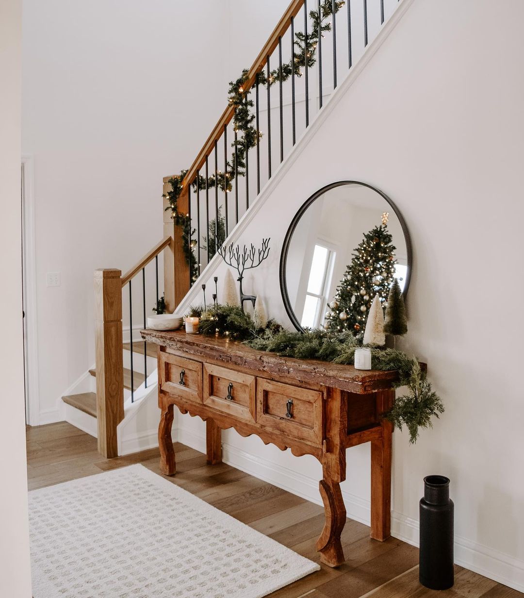 Rustic Entryway with Holiday Greens