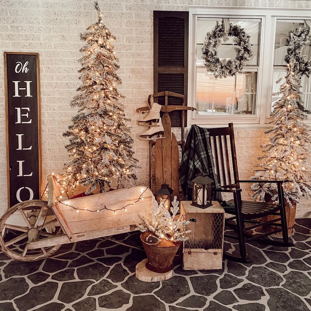 Rustic Winter Porch Charm