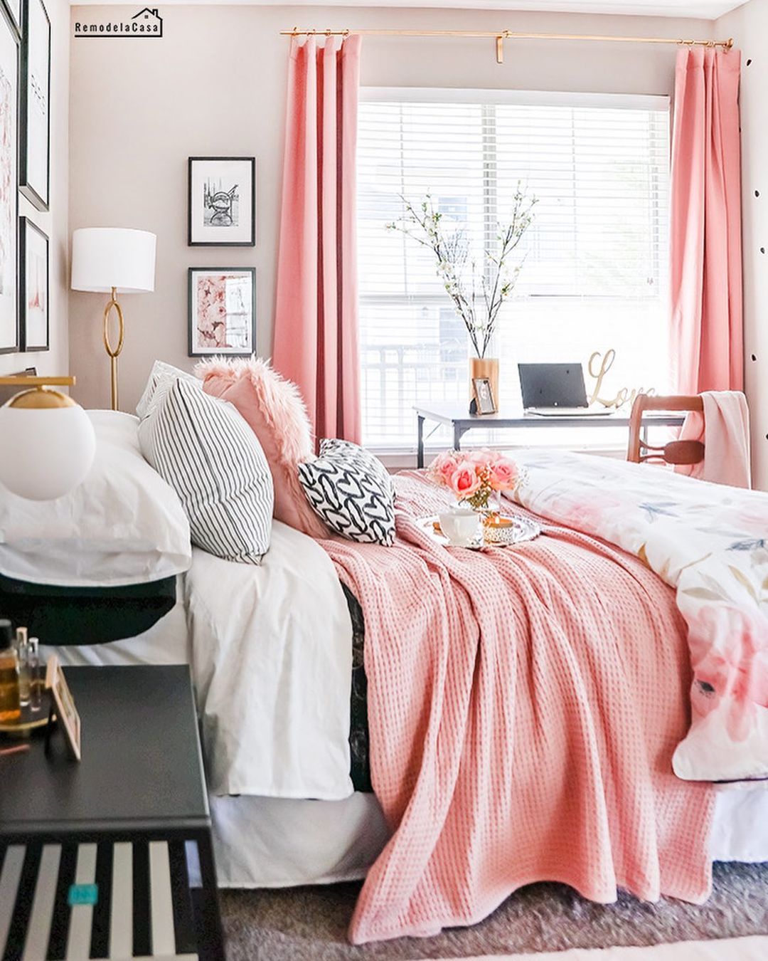 Blush and Bright Parisian Bedroom