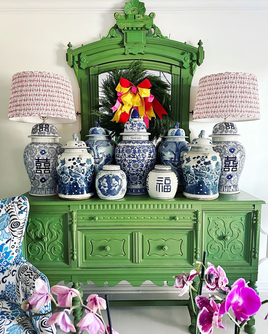 Vibrant Chinoiserie Christmas Display