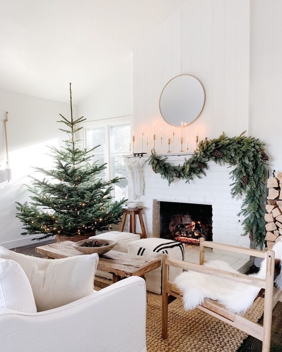 Rustic Minimalist Christmas Living Room