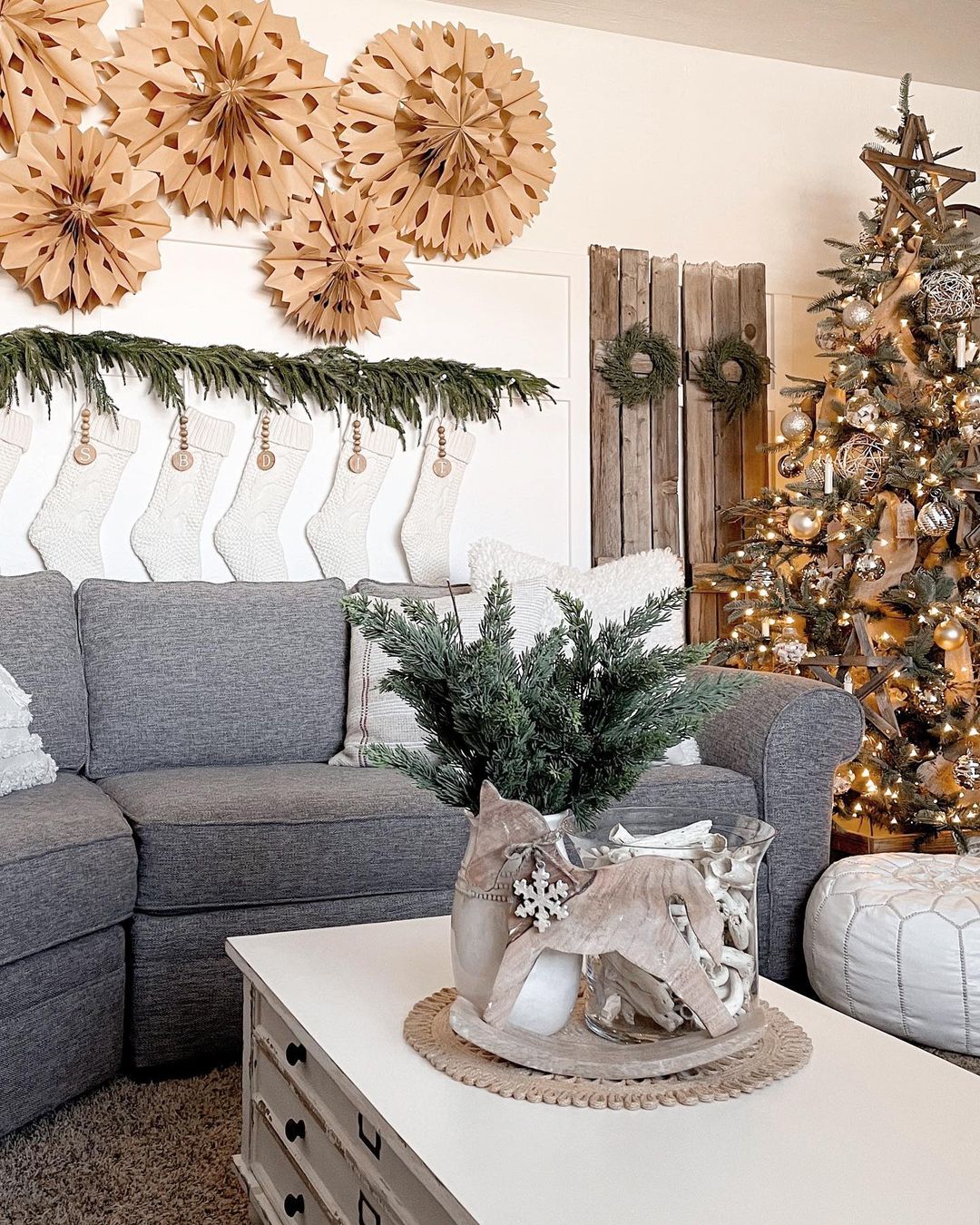 Warm Rustic Christmas Living Room