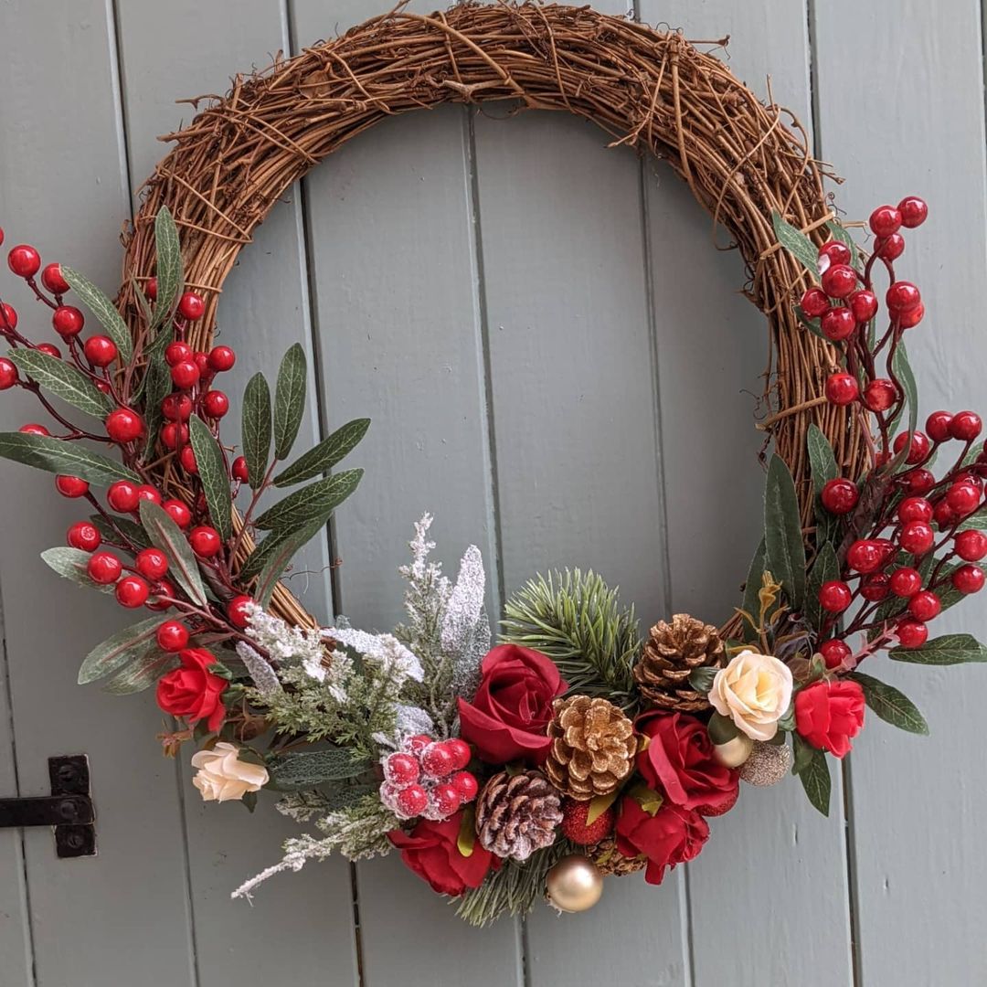 Elegant Berry and Rose Wreath