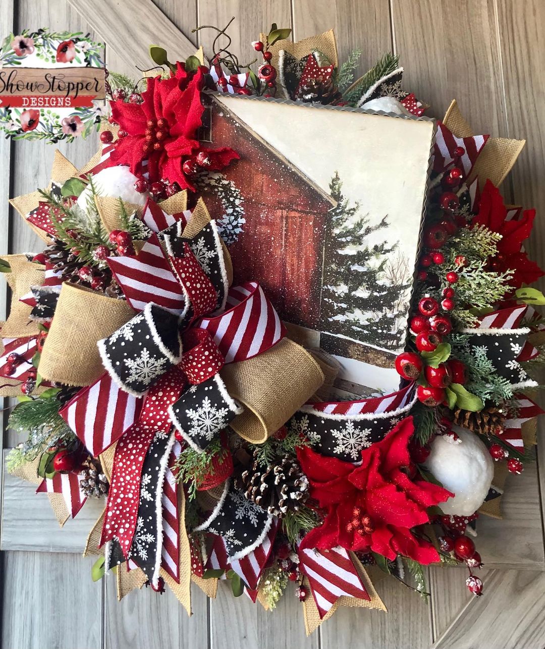 Cozy Barn Christmas Wreath