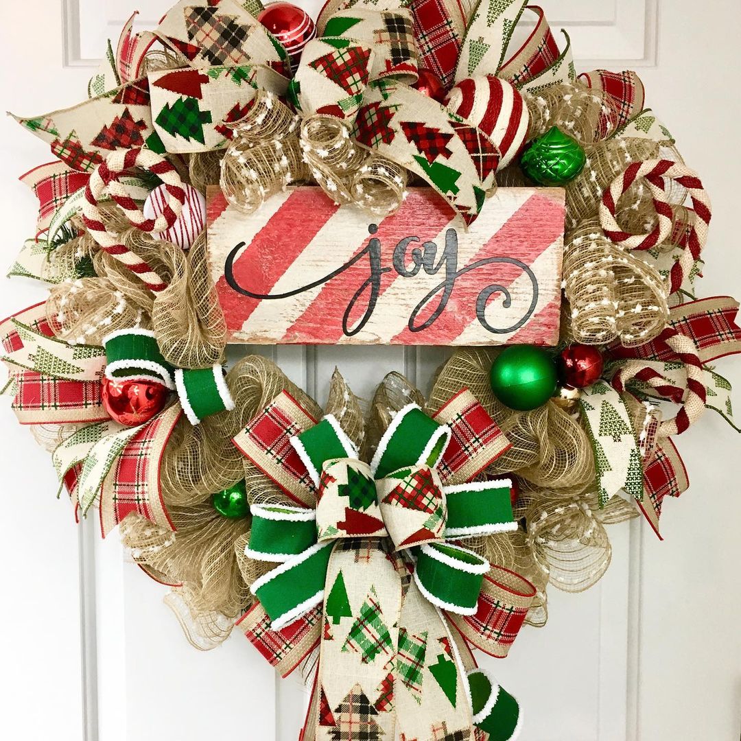 Plaid Joy Christmas Wreath